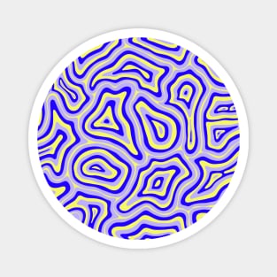 Blue and Yellow Groovy Liquid Marble Swirls Magnet